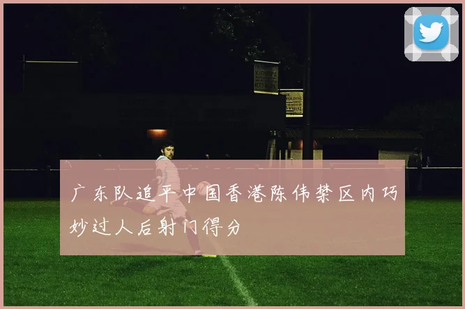 广东队追平中国香港陈伟禁区内巧妙过人后射门得分